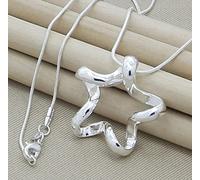 LNNSHX Collares de Plata de Ley, Collar de Plata 925, Colgante de Estrella de Moda, Collar de corazón con Cruz Redonda, Accesorios de joyería para Mujer, Regalo(10)