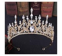 LNNSHX Diademas barrocas Vintage Tiaras de Lujo de Cristal Coronas Tocados de Novia Joyería para el Cabello Nupcial para Mujeres Accesorios para el Cabello de Boda Tiara (Metal Color : Light Yellow