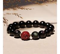LNNSHX Feng Shui Amuleto Zodiaco Pulsera Cinabrio Riqueza Suerte con Cuentas De Piedras Preciosas Naturales Encanto De Energía Pulsera Elástica Talismán para La Prosperidad Dinero Buena Suerte