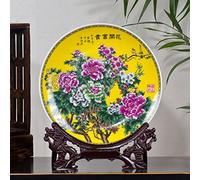 LNNSHX Florero Tradicional Chino Cerámica Porcelana Plato,Colorido Tradicional Porcelana Plato Moderno Moda Artesanía Arte Simple para Sala De Estar,Oficina O Hogar-H H30cmxD26cm