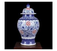 LNNSHX Jarrón Jarrones Grandes de Porcelana Azul y Blanca, jarrones de Piso Altos Retro para Sala de Estar, Escritorio de Oficina, jarrón de cerámica con Tapa, decoración del hogar-B,B,B,D
