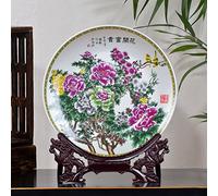 LNNSHX Jarrón Tradicional Chino Cerámica Porcelana Plato,Colorido Tradicional Porcelana Plato Moderno Moda Artesanía Arte Simple para Sala De Estar,Oficina O Hogar-J H30cmxD26cm