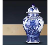 LNNSHX Jarrones Grandes de Porcelana Blauw and Wit, jarrón de cerámica Retro Chino de Suelo Alto para Sala de Estar, Escritorio de Oficina con Tapa, decoración del hogar