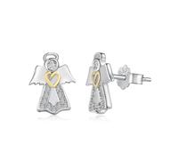 LNNSHX Pendientes de ángel Pendientes de Plata de Ley 925 para Mujer Pendientes de ángel con microcircón para Uso Diario Un Regalo para Ella