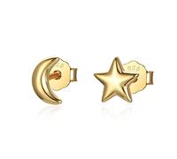 LNNSHX Pendientes de Plata de Ley S925 con circonita para Mujer, joyería de Moda con Forma de Tortuga Dorada, Estrella y Luna, Regalo de cumpleaños, Pendiente con Clip