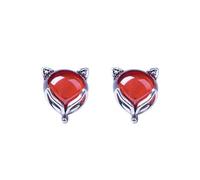 LNNSHX Pendientes de Zorro pequeño Retro de Moda de Temperamento de Plata S925, Pendientes de Granate Burdeos de Estilo étnico Simple para Mujer Zorro (Nombre del Color: Zorro, Nombre del tamaño: