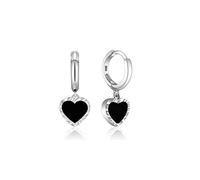 LNNSHX Pendientes Elegantes de Lujo para Mujer, Pendientes de Plata de Ley con Forma de Amor, ágata Negra, Pendientes de corazón de melocotón, joyería Pendientes de Gama Alta (Color: Oro Rosa)