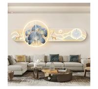 LNNSHX Pintura Decorativa con Reloj Apliques de Pared Grandes Lámpara de Pared con luz LED Ajustable y Control Remoto para Sala de Estar, lámpara de Pared Moderna Relojes de Pared silenciosos Que no