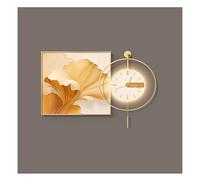 LNNSHX Pintura Decorativa con Reloj Reloj de Pared Decorativo para Sala de Estar, Aplique de Pared Cuadrado Redondo Moderno 3D, Reloj de Pared silencioso sin tictac, Escultura artística Colgante para