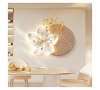 LNNSHX Pintura Decorativa con Reloj Sala de Estar Aplique de Pared Grande Decorativo con Reloj, Aplique de Pared de Planta de Flor Moderna 3D Sin tictac Reloj de Pared silencioso, Arte de Pared