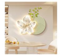 LNNSHX Pintura Decorativa con Reloj Sala de Estar Aplique de Pared Grande Decorativo con Reloj, Aplique de Pared de Planta de Flor Moderna 3D Sin tictac Reloj de Pared silencioso, Arte de Pared