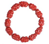 LNNSHX Pulsera De Cinabrio Pixiu Pulsera De Amuleto De La Suerte Pulsera De La Suerte Feng Shui Pulsera De Cuentas Elástica Pulsera De Cristal con Amuleto De La Suerte Reiki Chakra Meditación Damas