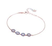 LNNSHX Pulsera de Plata de Ley 925 con Dije para Mujer, Pulsera con Piedra Azul de Cristal, Pavo de la Suerte, Mal de Ojo, joyería de Oro de Turquía