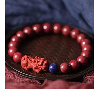 LNNSHX Pulsera Feng Shui Pulsera de dragón Pixiu Pulsera de Piedra de Cristal de cinabrio de 8 mm Pulsera de Piedras Preciosas Naturales Pulsera de Cuarzo de Cristal Talismán para la Buena Suerte,