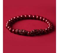 LNNSHX Pulsera Feng Shui Pulsera Doble Pixiu Pulsera de Piedra de Cristal de cinabrio Natural Pulsera de dragón Pi Yao Riqueza Amuleto de Buena Suerte Reiki Chakra Pulsera de Cuarzo de Cristal