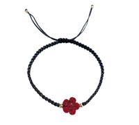 LNNSHX Pulseras de protección con Cuentas para Hombres y Mujeres, cinabrio Natural, Flor pequeña, Cuerda roja Trenzada Feng Shui, meditación de la Suerte, Pulsera para Parejas, talismán, Prosperidad,