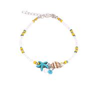 LNNSHX Pulseras Tobillera Simple con Cuentas de Arroz y Estrella de mar, Pulsera de Yoga para la Playa, decoración del pie, Tobillera de Tendencia Hermosa (aproximadamente 25 cm) Tobilleras para Mujer