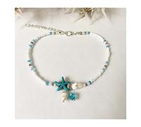 LNNSHX Tobillera de Estrella de mar con Cuentas de arroz Simple, Pulsera de Yoga para la Playa, decoración del pie, Tobillera de Tendencia Hermosa (Aproximadamente 25 cm) Pulseras (Color : BLU)