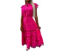 LNNSHX Vestido Largo con Empalme de Encaje para Mujer Camisa de Vestir de Playa Boho