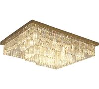 LNNSNE 3-Layer Luxury Raindrop Crystal Square Dimmable Flush Mount Ceiling Light, Chandelier