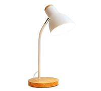 LNNSNE Adjustable Multi-Angle Wooden Lamp for Bedroom and Study - Eye-Care (White)