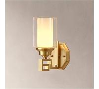 LNNSNE All Copper Chinese Living Room Light Indoor Stair Aisle Wall with Glass Lampshade Bedside Decor Lamp, Chandelier