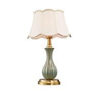 LNNSNE American Lamp with Brass Base Ceramic Bedside Desk Bedroom Light Table Lamps for Living Room