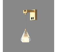 LNNSNE Appliques murales Light Crystal Lights Indoor with USB Port Bathroom Living Room Wall H12.61in Bedside Decor Lamp, Brass (Color