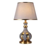 LNNSNE Bedside Ceramic Fabric Lampshade Desk Light Nightstand Lamp Eye Protection Table Lamps for Living Room (Color Large, Size : Dimmer Switch)