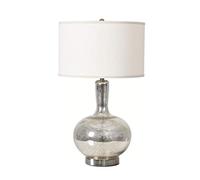 LNNSNE Bedside Creative Glass Light Fabric Lampshade Nightstand Desk Lamp Bedroom Table Lamps for Living Room (Color : Gold)