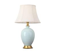 LNNSNE Bedside Fabric Lampshade Light Ceramic Copper Nightstand Desk Lamp Bedroom Table Lamps For Living Room Size : Push Button Switch