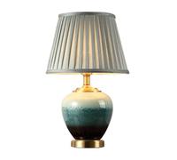 LNNSNE Bedside Painted Desk Lamp with Brass Base Ceramic Bedroom Study Office Table Lamps For Living Room Color Dimmer Size : 33 * 55cm