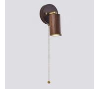 LNNSNE Bedside Reading Walnut Wall Lamp with 350°+180° Adjustment Function, Long Tube