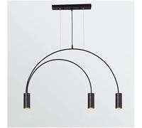 LNNSNE Black Gold Metal with Geometric Lines Arched Shape Pendant Light, Height Adjustable Hanging Lamp, Chandelier