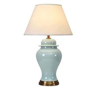 LNNSNE Blue Porcelain Glazed Bedside Nightstand Bedroom Desk Lamp Study Table Lamps for Living Room (Color : Remote Control Switch)