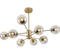 LNNSNE Boutique Decoration Gold Chandelier,Magic Bean Chandelier, Glass Globe Chandelier,Brass Plating Ceiling Light Fixture(8 Head)