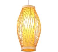 LNNSNE Cage Shade Bohemian Style Pendant Light Natural Wicker Basket Ceiling Lights Fixture,Handmade Hanging Lamp, Chandelier