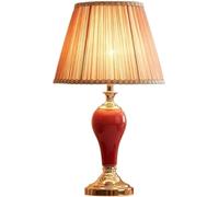 LNNSNE Ceramic Bedside Nightstand with Fabric Lampshade Metal Desk Lamp Table Lamps for Living Room (Color Pink, Size : Push Button Switch)