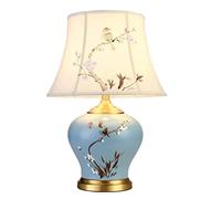 LNNSNE Chinese Vintage Ceramic Light Bedroom Bedside Desk Nightstand Lamp Office Table Lamps For Living Room Color : Remote Control Swit