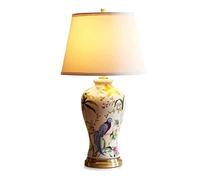 LNNSNE Compact Ceramic Hand-Painted Flower Bird Bedside Reading Light for Living Room (Color: Push Button Switch)