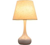 LNNSNE Compact Metal Desk Lamp with Touch and Fabric Shade for Living Room (Color: White)