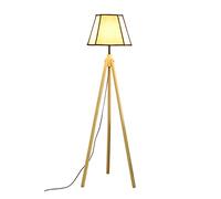LNNSNE Compact Wooden Tripod for Living Room Reading and Working - Soft Light Fabric Shade Marked Floor Lamp