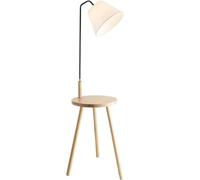 LNNSNE Corner Nordic Light Tripod with Tray Tall Wood Coffee Table Floor Lamps for Living Room