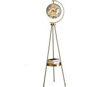 LNNSNE Corner Tripod Standing Shelf Reading Lamp with Glass Shade for Living Room (Color: Black)