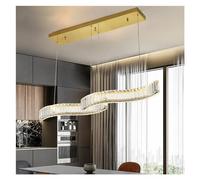 LNNSNE Dining Room Dimmable Pendant Lights Gold/Chrome Wave Steel K9 Crystal Luminarias Adjustable Hanging Lamp, Chandelier
