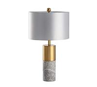 LNNSNE European Marble Desk Fabric Lampshade Bedside Lamp Bedroom Table Lamps for Living Room (Color Grey, Size * 68cm)