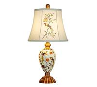 LNNSNE European Style Ceramic Hand-Painted Birds and Flowers Bedside Lamp Romantic Wedding Table Lamps For Living Room Color Touch Switch