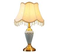 LNNSNE European Style Ceramics Bedside with Cloth Lampshade Nightstand Lamp Bedroom Table Lamps for Living Room