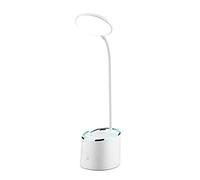 LNNSNE Eye-Caring USB Rechargeable Table Lamp with Storage Pen and Phone Holder - Silver (for Living Room)