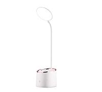 LNNSNE Eye-Caring USB Rechargeable Table Lamp with Storage Pen and Phone Holder - Silver (for Living Room)